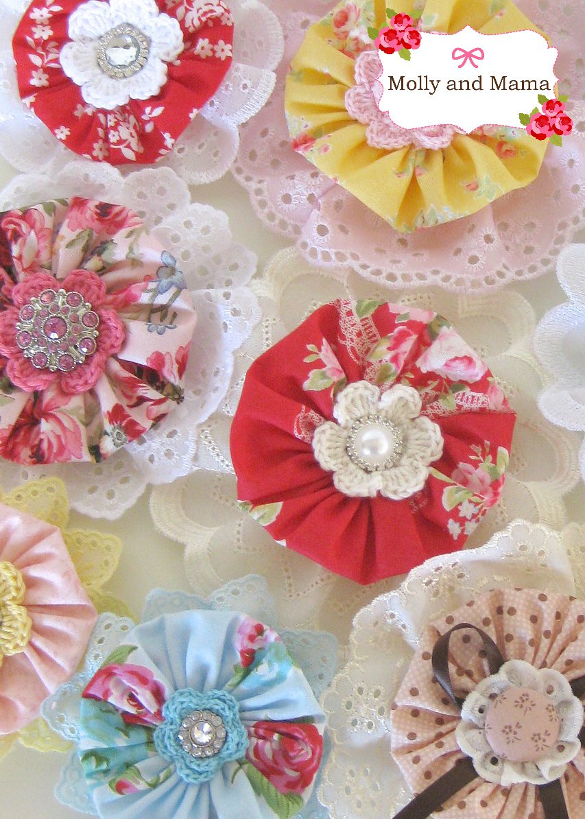 Make gorgeous Yo Yo Hair Clips with this easy Molly and Mama tutorial