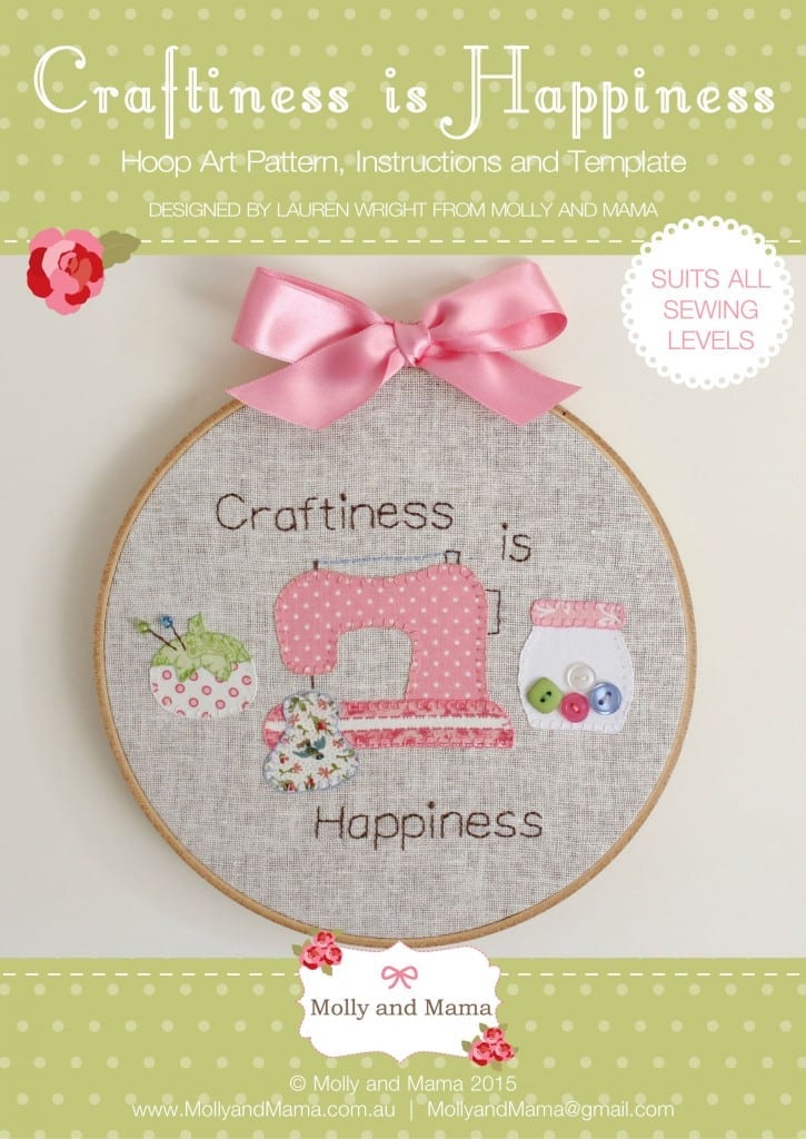 Craftiness is Happiness hoop art pattern from Molly and Mama