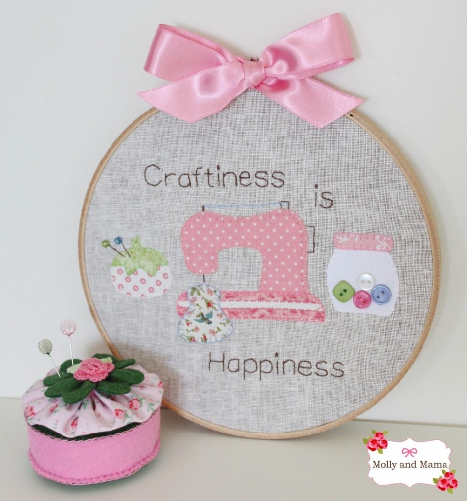 Craftiness is Happiness hoop art project from Molly and Mama
