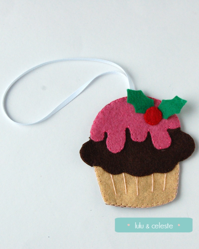 The Festive Cupcake stitched by Lulu & Celeste, using a Molly and Mama pattern