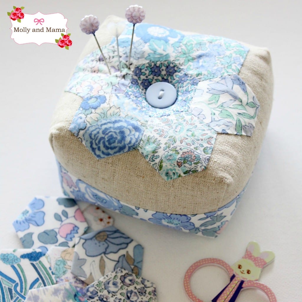 Boxed hexie pin cushion by Molly and Mama