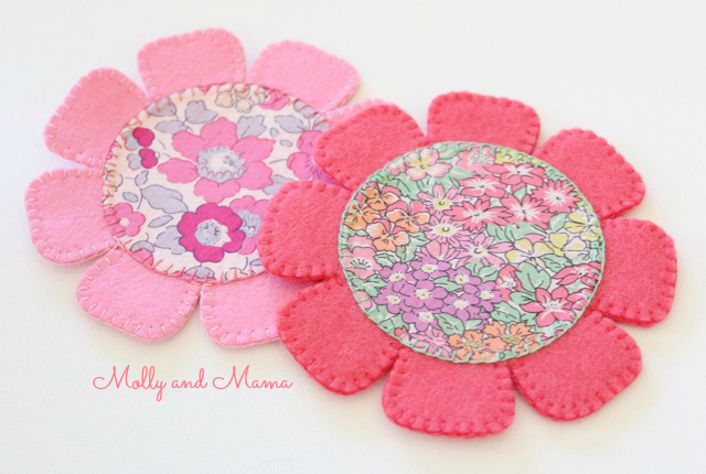 Liberty flower coasters by Molly and Mama