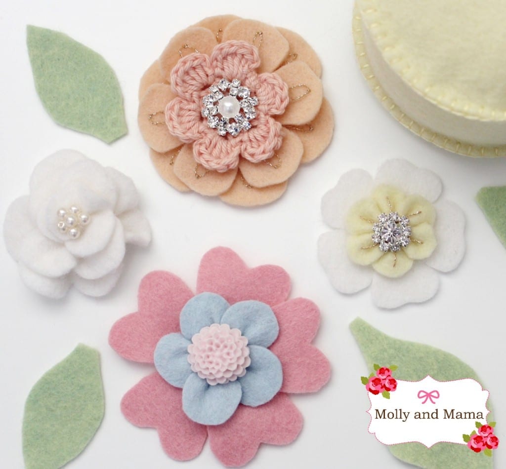 Embellished Felt Flowers by Molly and Mama