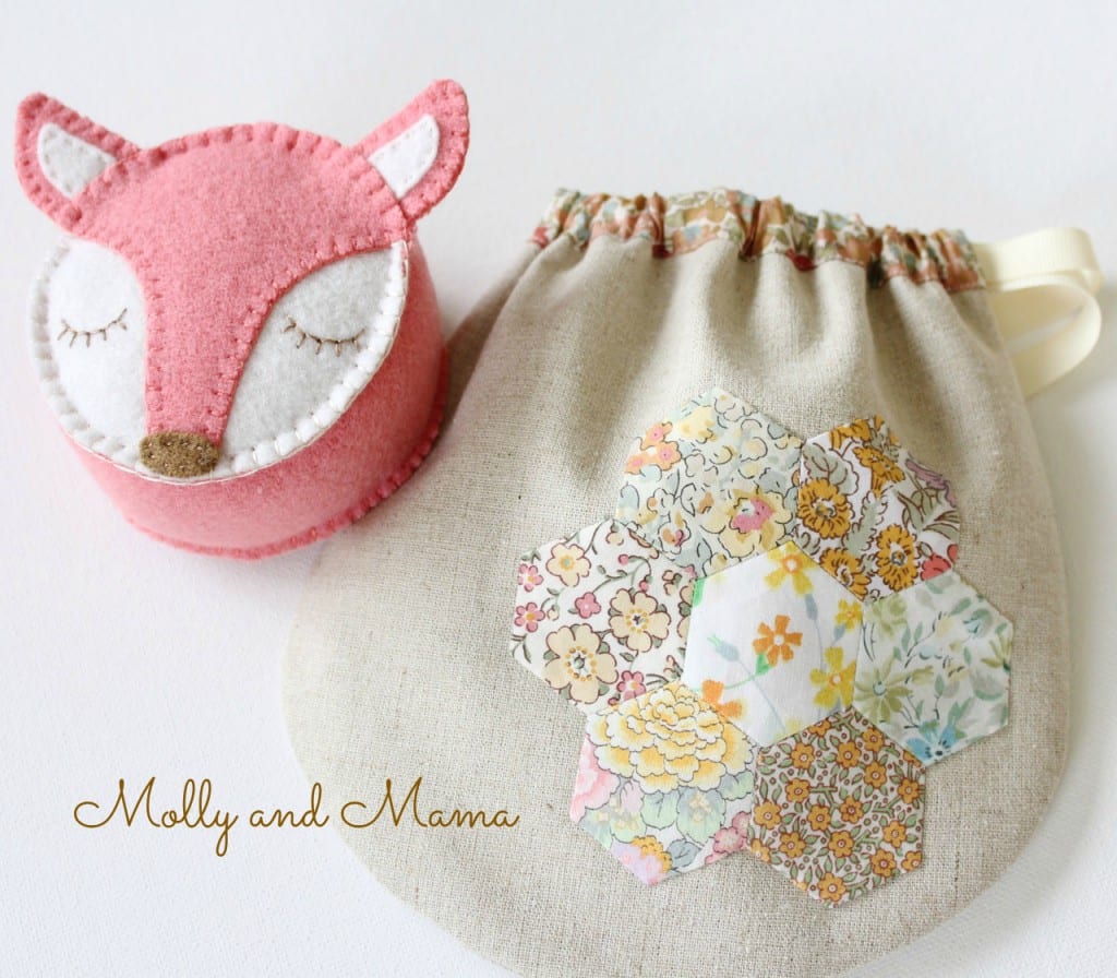 Fifi the Fox pin cushion and a Liberty Pouch - Molly and Mama