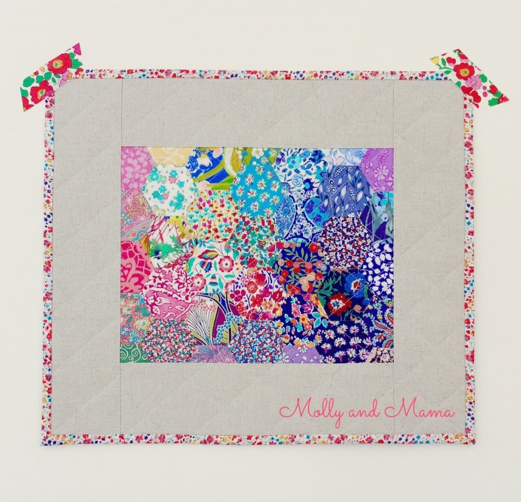 Liberty hexie mini quilt by Molly and Mama