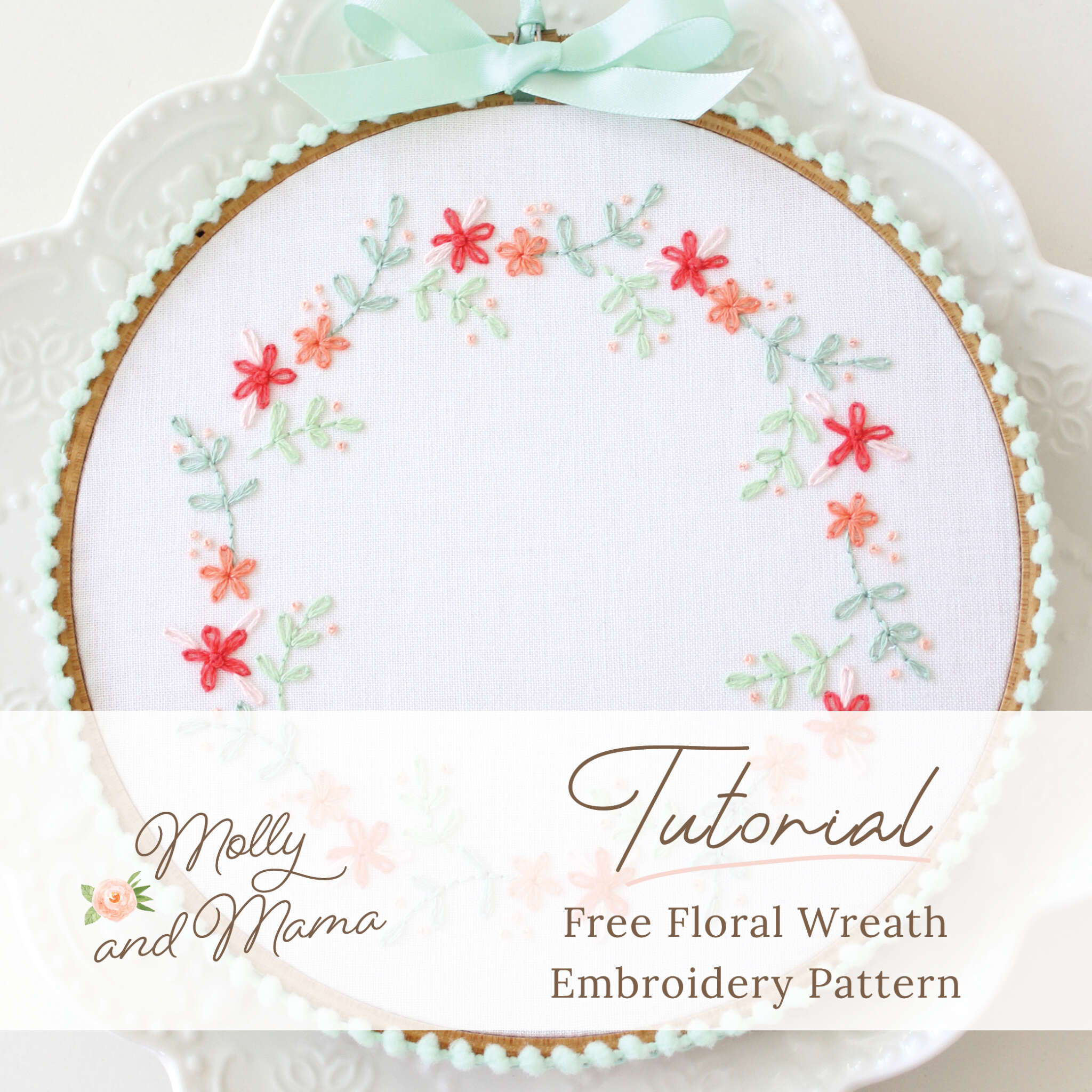 Free Embroidery Wreath Pattern Aurifil Artisan Challenge Molly And Mama
